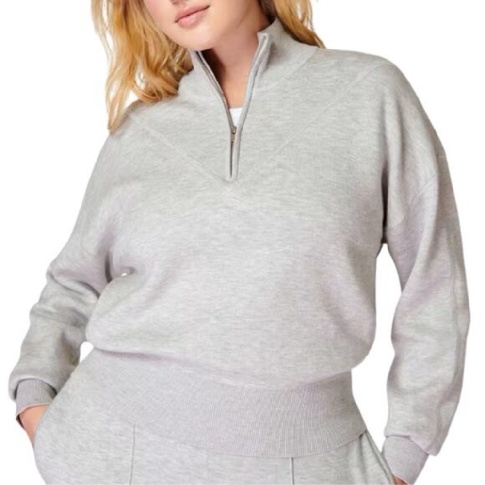 Sweaty Betty Grey  Heather Timeless Quarter Zip Track Top